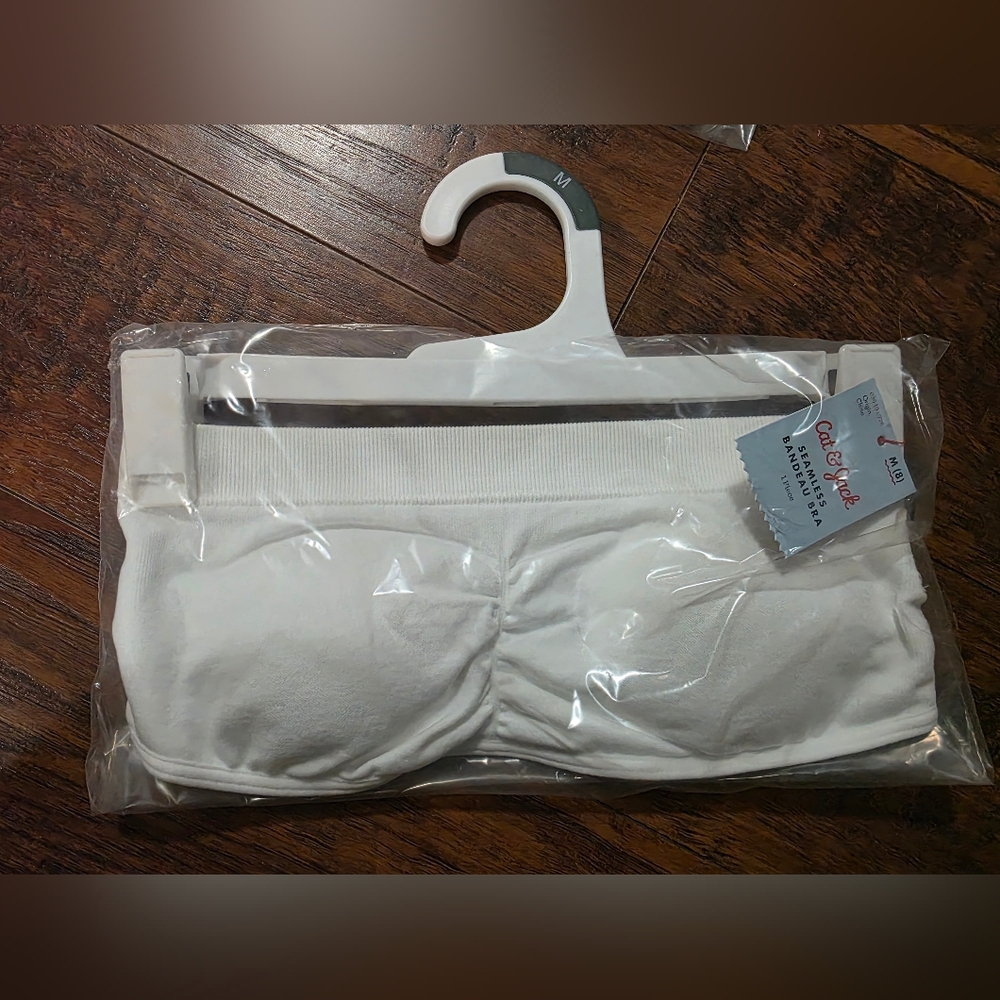 White Bandeau Bra Top Girls Size (8)2ct